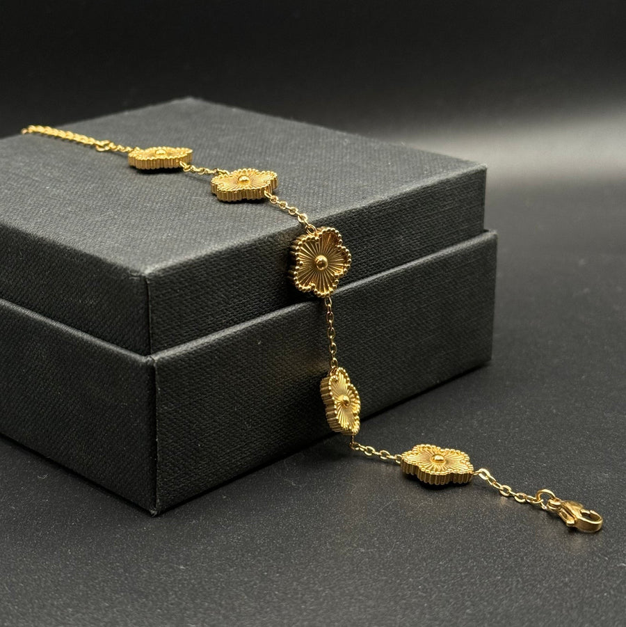 Bracciale Quadrifoglio Oro in acciaio inossidabile 316L placcato oro 18k