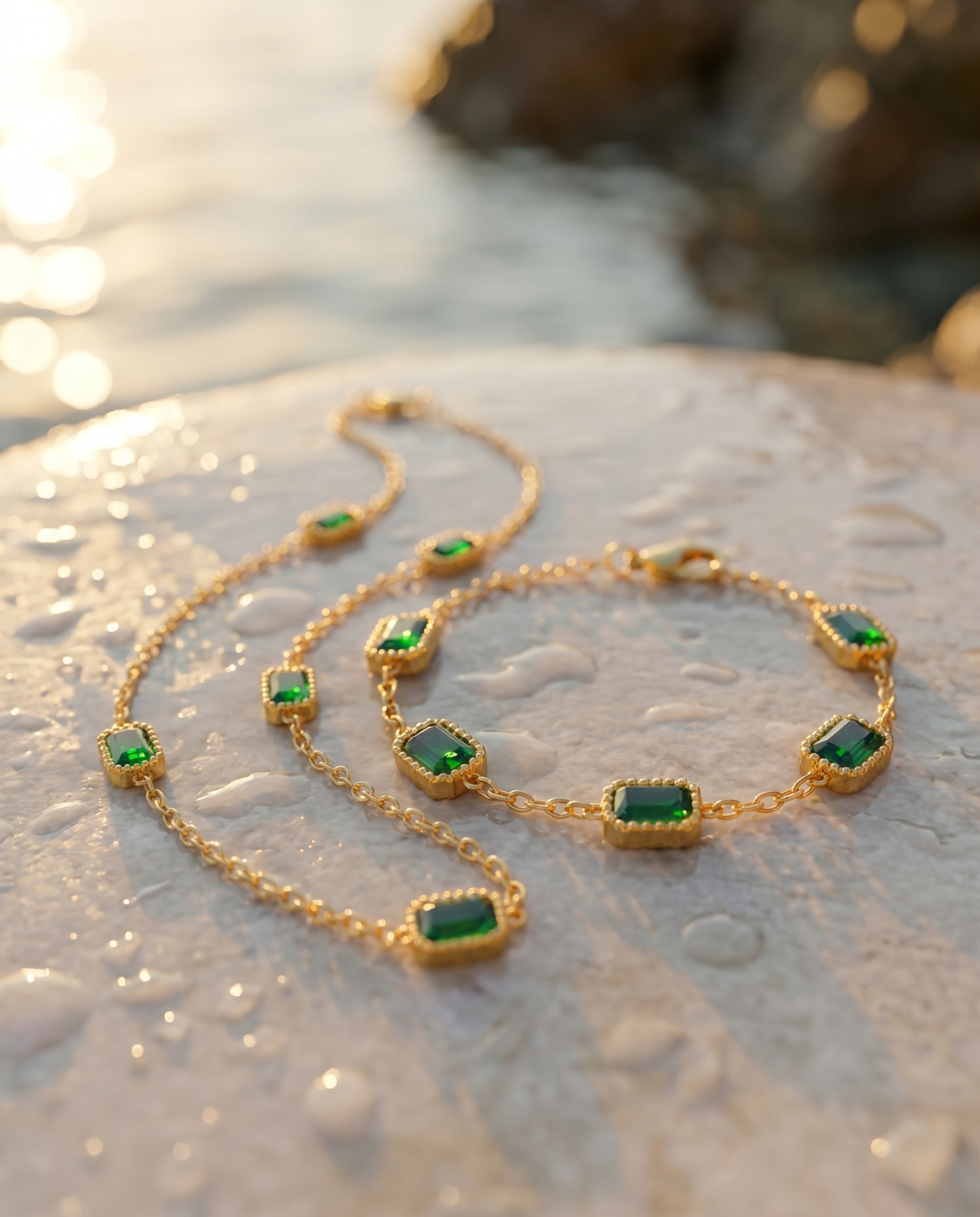 Parure Sorrento – Collana e Bracciale in Acciaio Inossidabile 316L Placcato Oro 18K